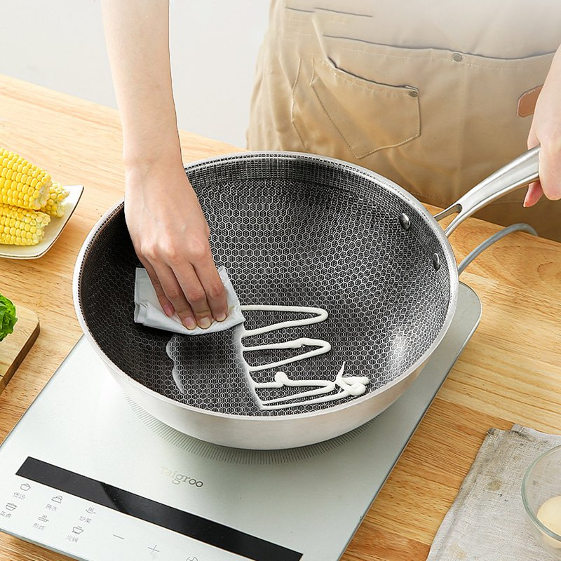 Honeycomb Non-Stick Stainless Steel Frying Pan Milk Pot Cookware Set