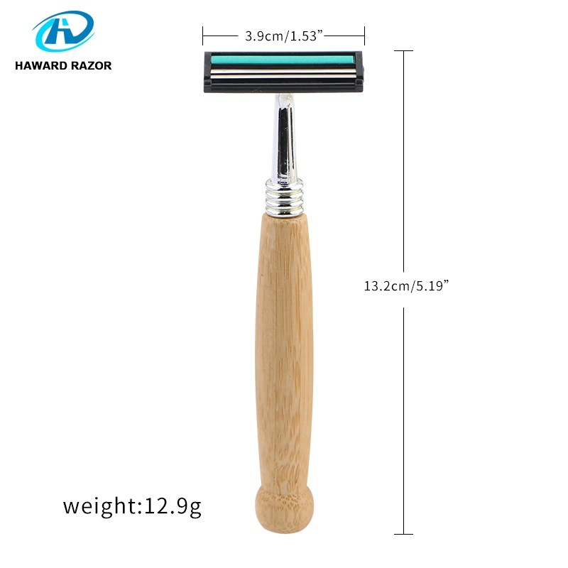 Eco Friendly Bamboo Handle Razor with Replaceable Refill Cartridges Shaving Razor Hotel Travel Use