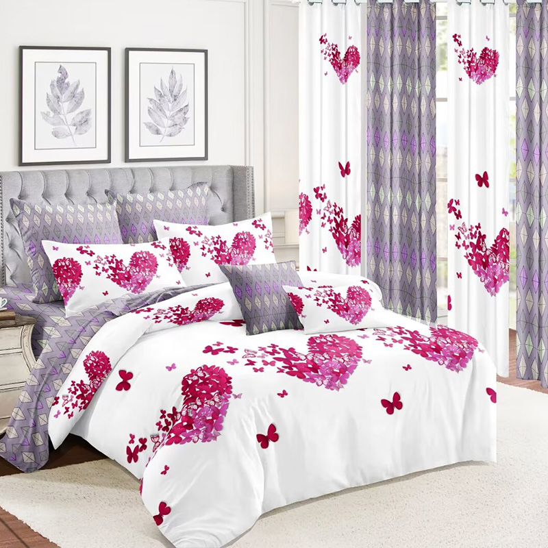 Customized Red Home Hotel Textiles Printed Microfiber Bed Cover Bedroom Bedding Set Bed Linen Queen King Size Duvet Quilts Comforter Bed Sheets Bedspread