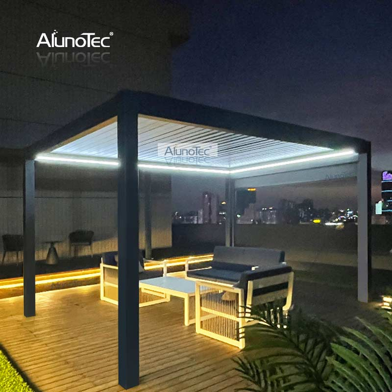 DIY Waterproof Modern Motorized Modern Design Aluminum Gazebo Opening Roof Garden Louvre Pergola