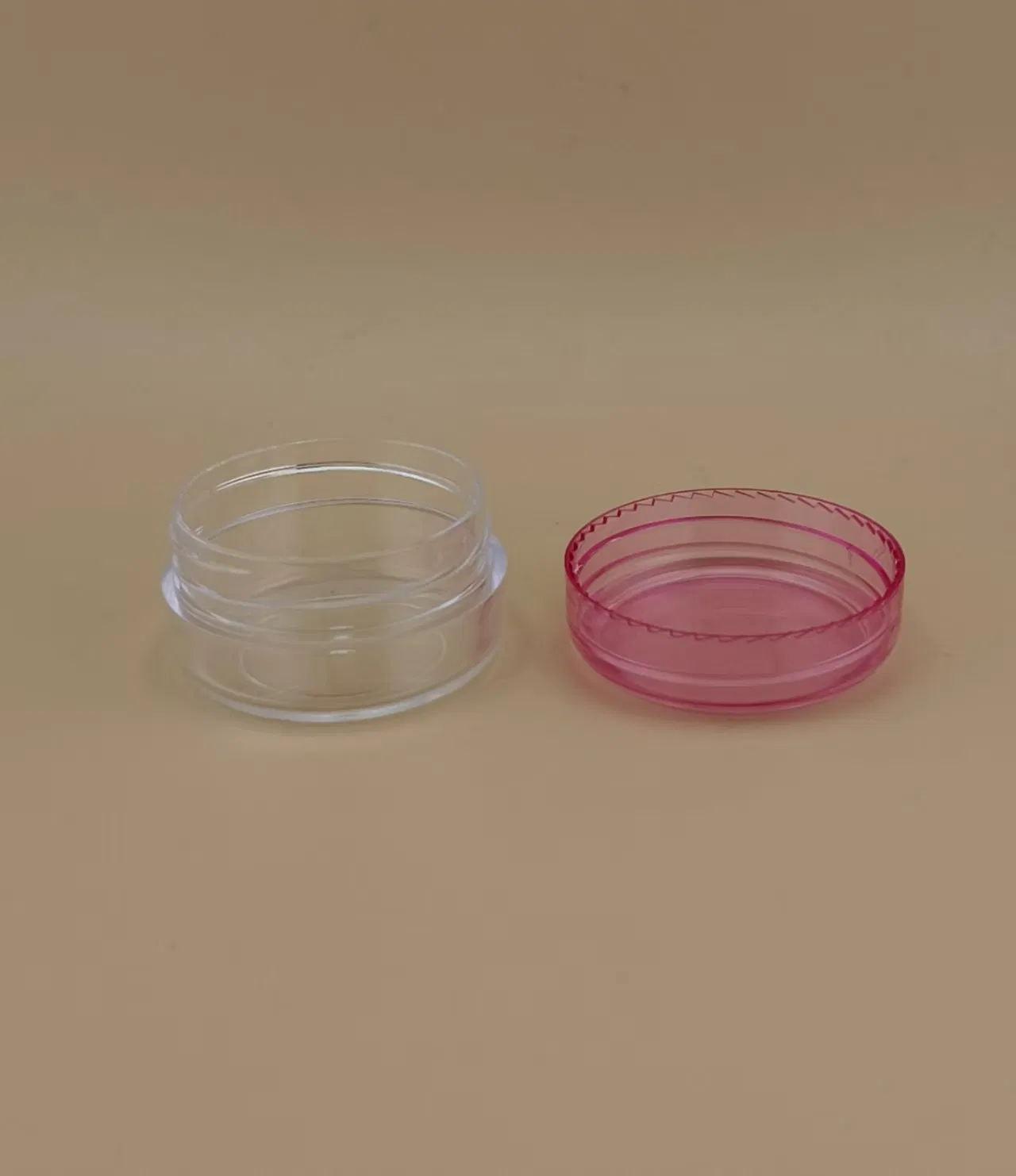 Clear Plastic Cream Jar with Pink Screw Lid for Skincare