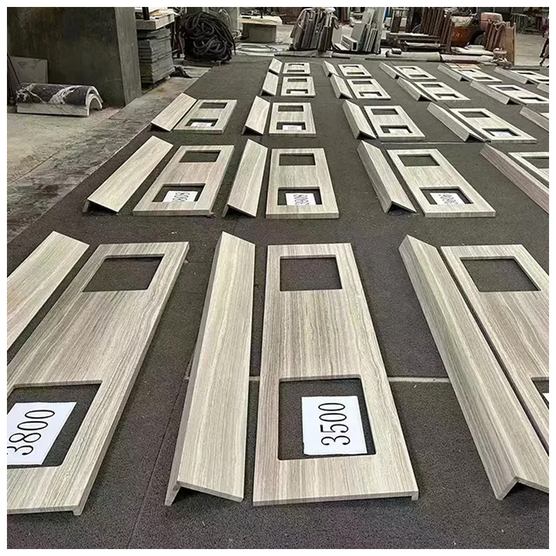 Double Sinks Wooden White Marble Bathroom Vanity Tops