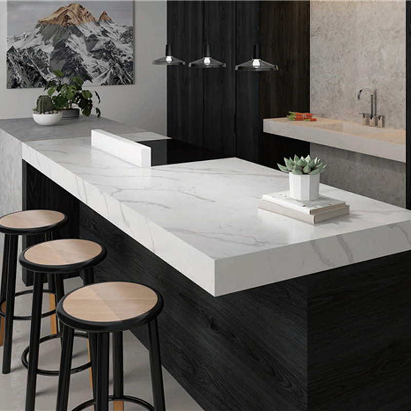 Quartz Stone Slab for Kitchen Cabinet Worktop Work Top Solid Surface White Artificial Marble Countertop