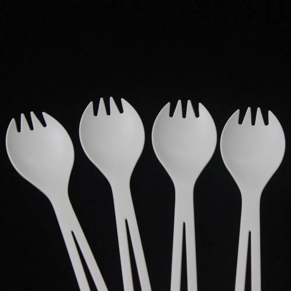 Wholesale Disposable Compostable Biodegradable White Color Cutlery Cornstarch Spork Spoon