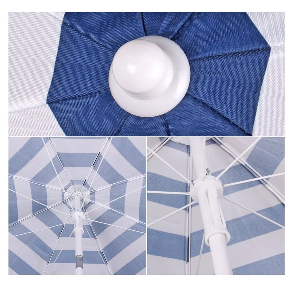 Outdoor Portable Sunshade Umbrella with Sand Anchor, Push Button Tilt and Carry Bag for Patio Garden Beach