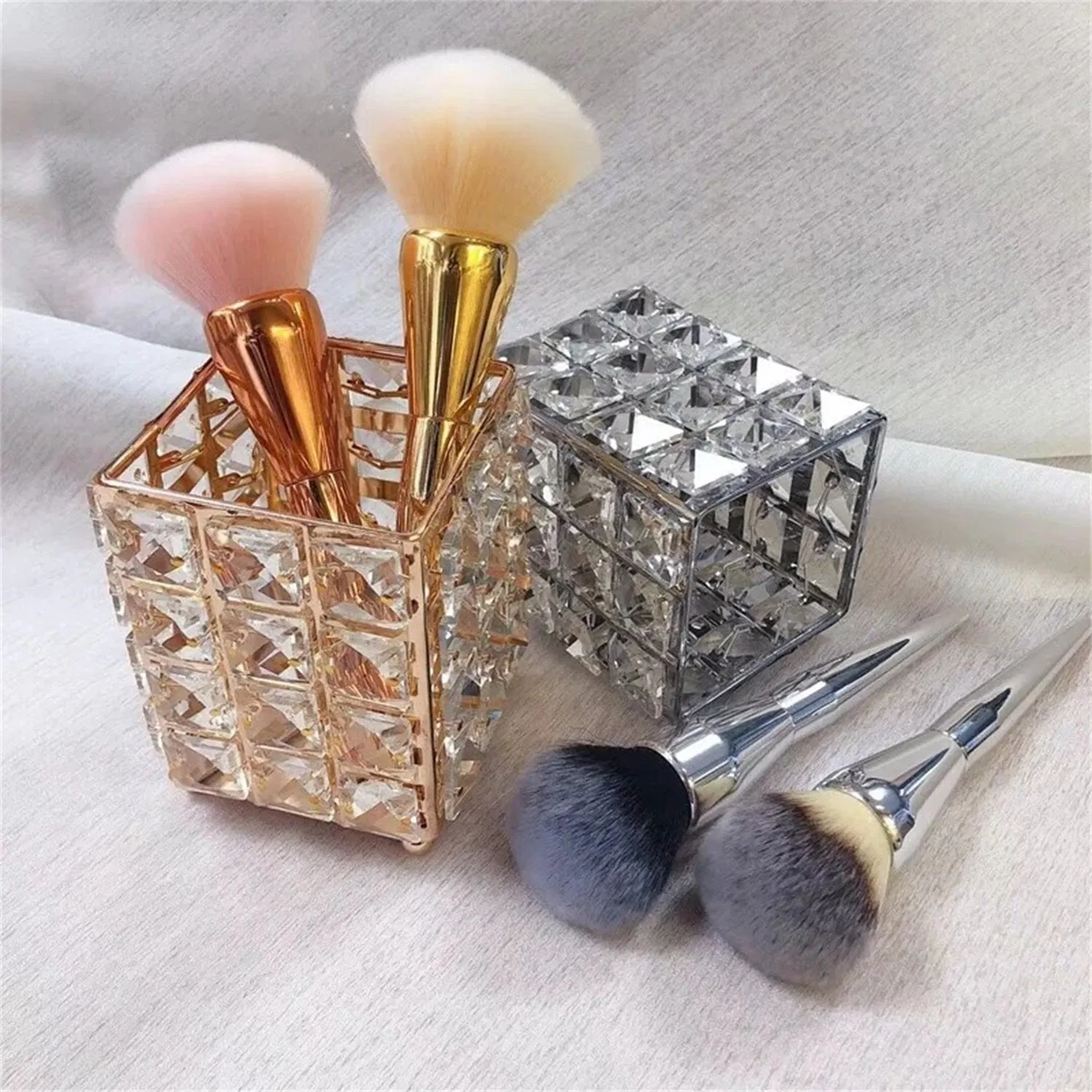 Nail Art Crystal Glass Pen Holder Storage Box Fashion European Desktop Barrel Nail Brush Tool Professional Decoration Barrel Storage Holder