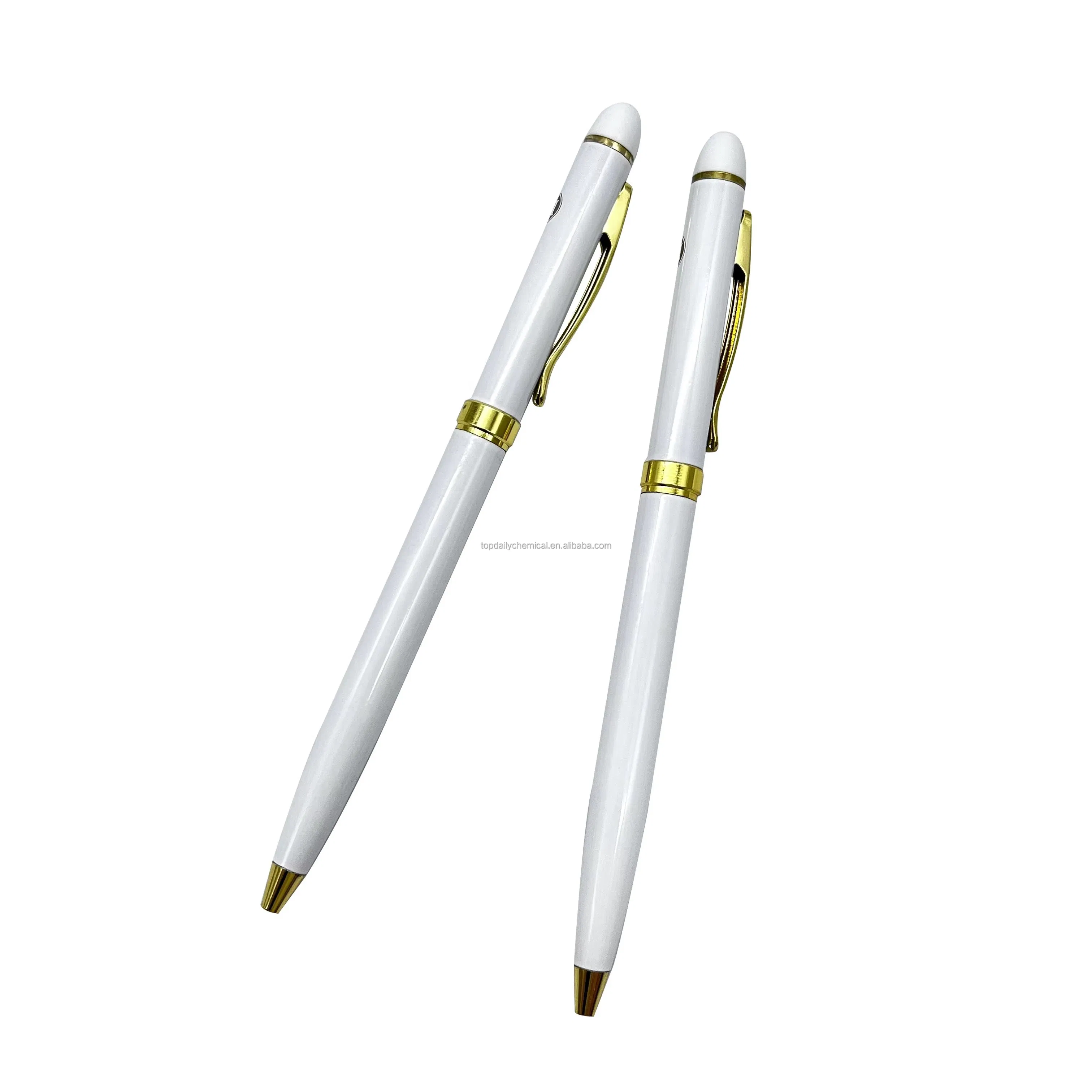 Factory Direct Sales Promotional Hotel Ball Pen Metal Retractable White Gold Pen
