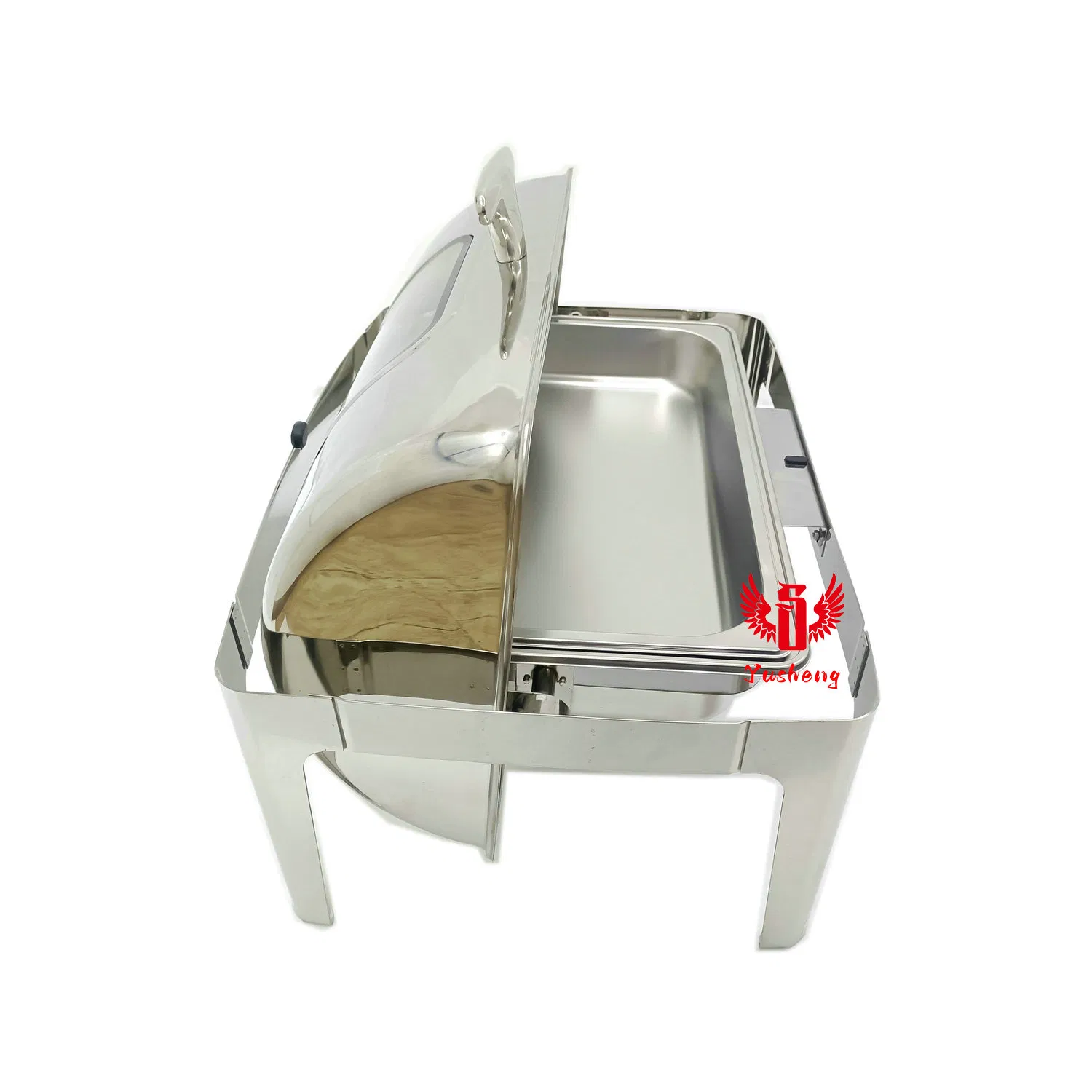 Visible Lid Rectangular Silver Steel Buffet Chafing Dish China Guangdong Factory