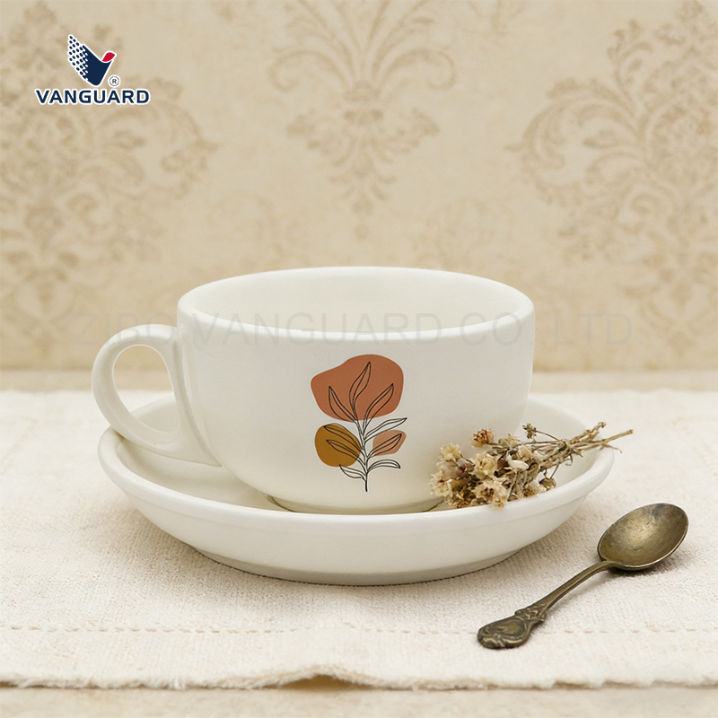 Набор чашка с блюдцем Healthy Latte, белый, с печатью
