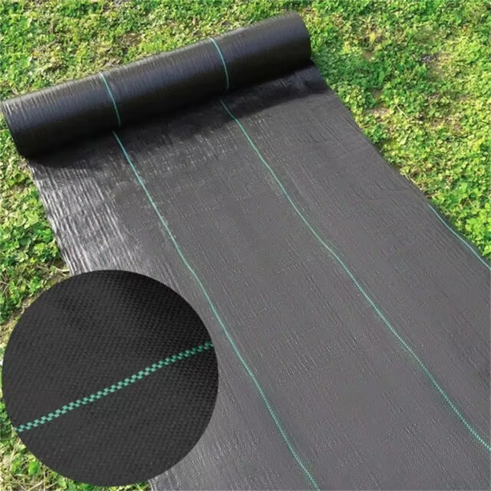 Anti Grass PP Woven Grass Control Cloth Plant Ground Cover Landscape Black Plastic Weed Barrier