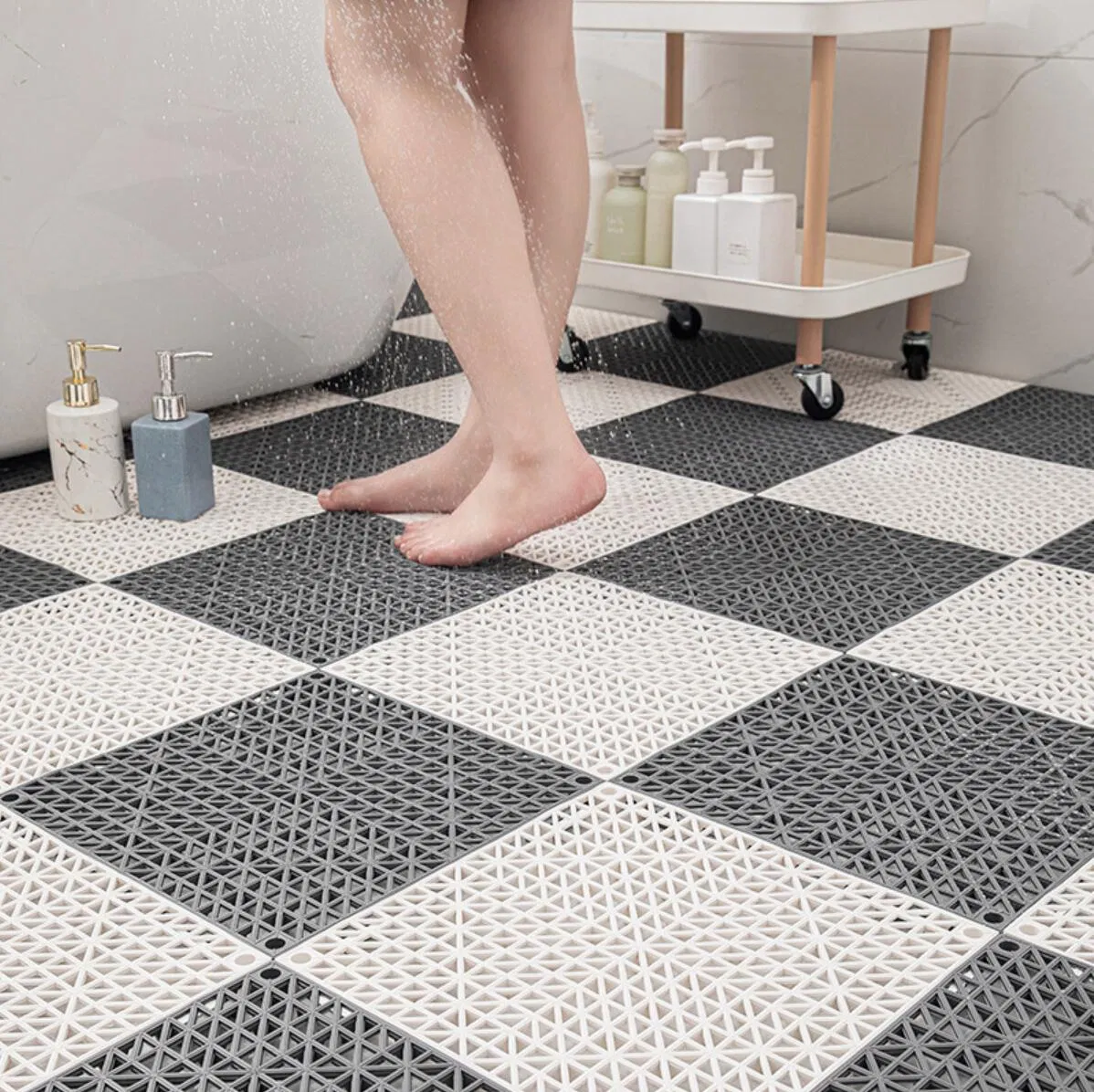 PVC Anti Slip Bathroom Mat Patchwork Colorful Bathroom Mat