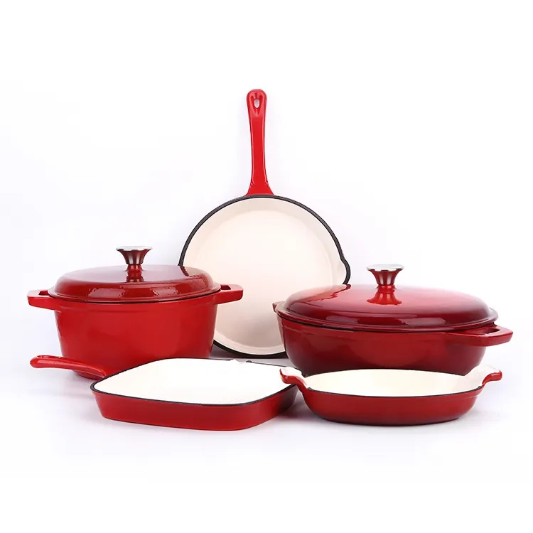 Hot Sales Enamel Cast Iron Casserole Pot Set Soup Cooking Pot Cookware Set with Factory Price