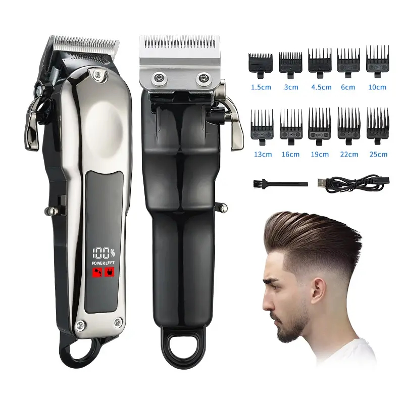 Stainless Steel Blade Cutting Hairs Silen Clippers Hair Trimmer USB Charging Cordless Professional Hair Clippers