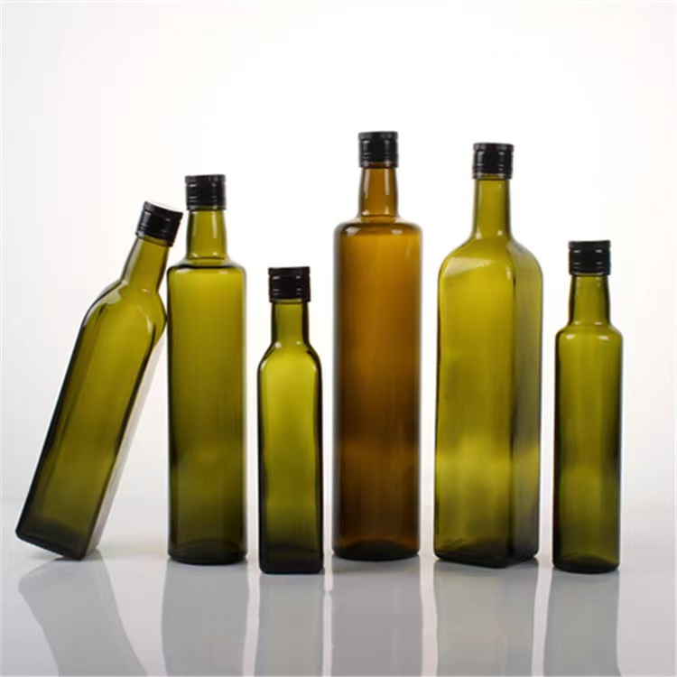 1000ml Glass Square Green Olive Oil Bottle with Matching Lid