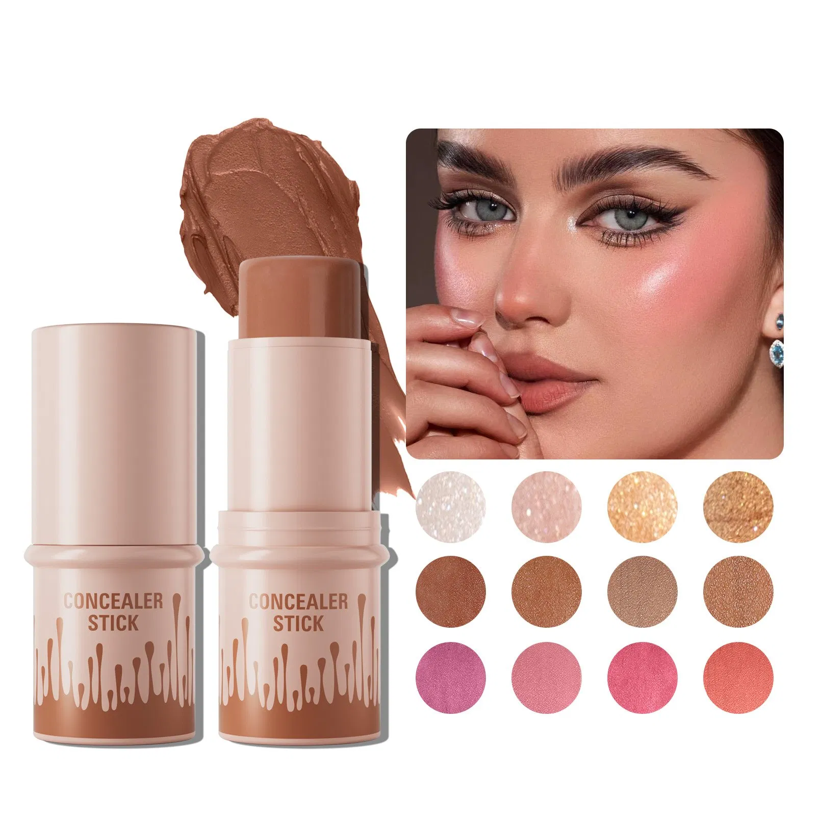 Custom Logo 12 Colors Stick Contouring Cream Body Bronzer Private Label Face Vegan Makeup Concealer Contour Stick