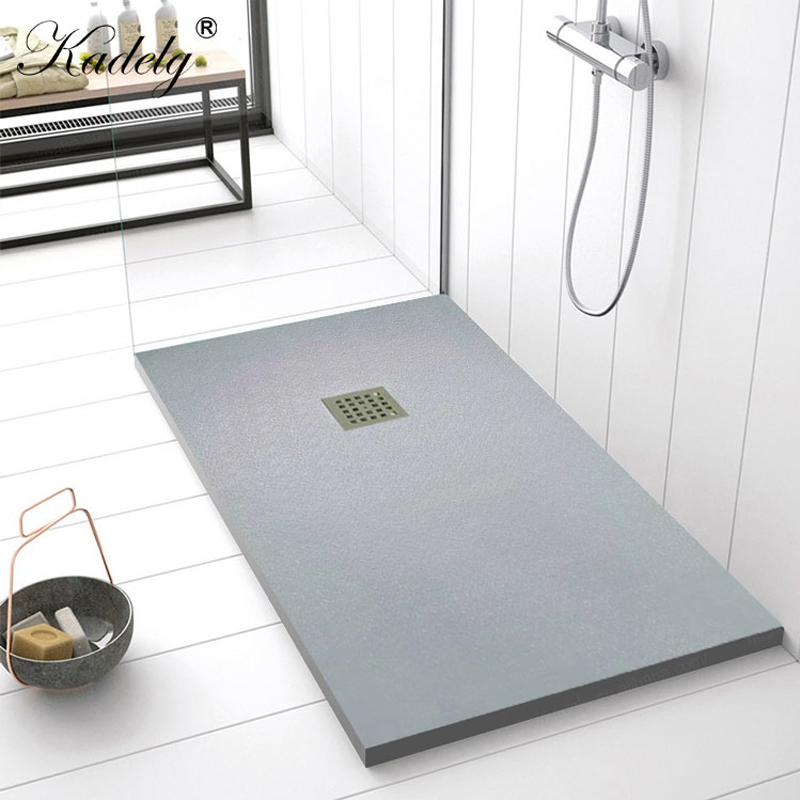 Modern Design Slip Resistant Textured Shower Tray Plate Grey Rectangular Resin Shower Base Pan