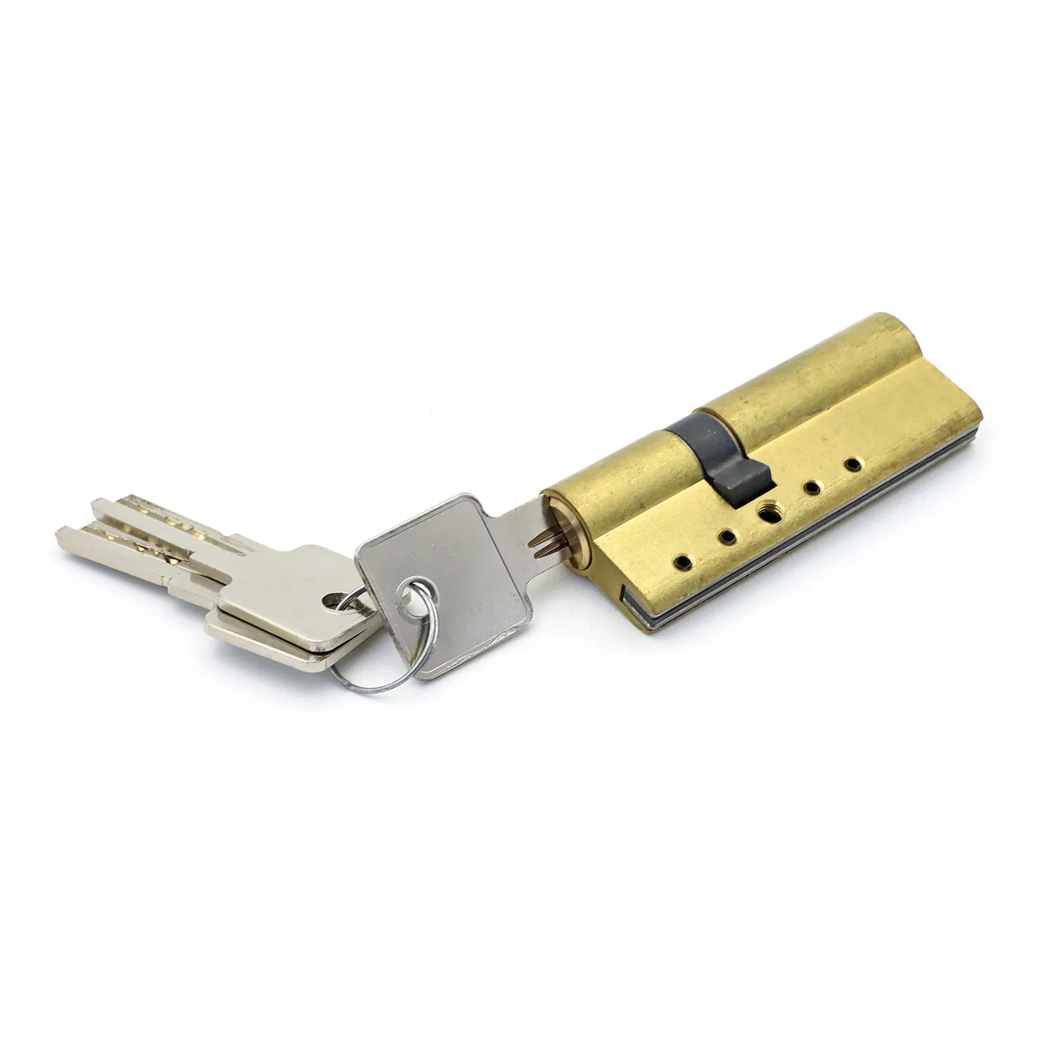 Metal Strip Bottom Computer Key Double Open Golden Surface Door Lock Cylinder