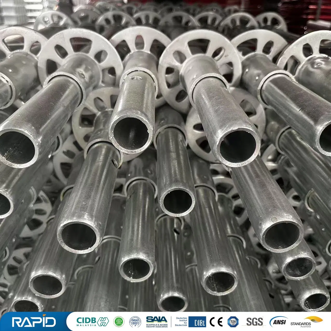 High Quality Steel Pipe Diameter 48mm Ringlock System Construction Steel Base Jack Building Allround Galvanized Scaffolding