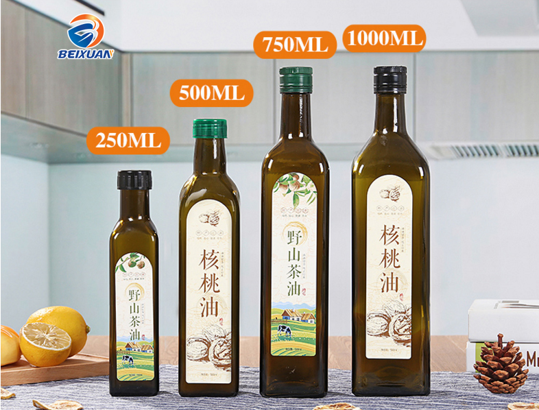 Hot Sale 750ml Dark Green Glass Olive Oil Bottle with Cap