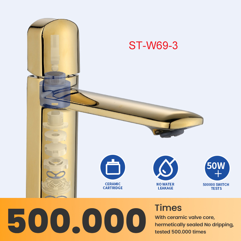 Modern Gold Color Zinc Alloy Basin Tap for Bathroom Sink