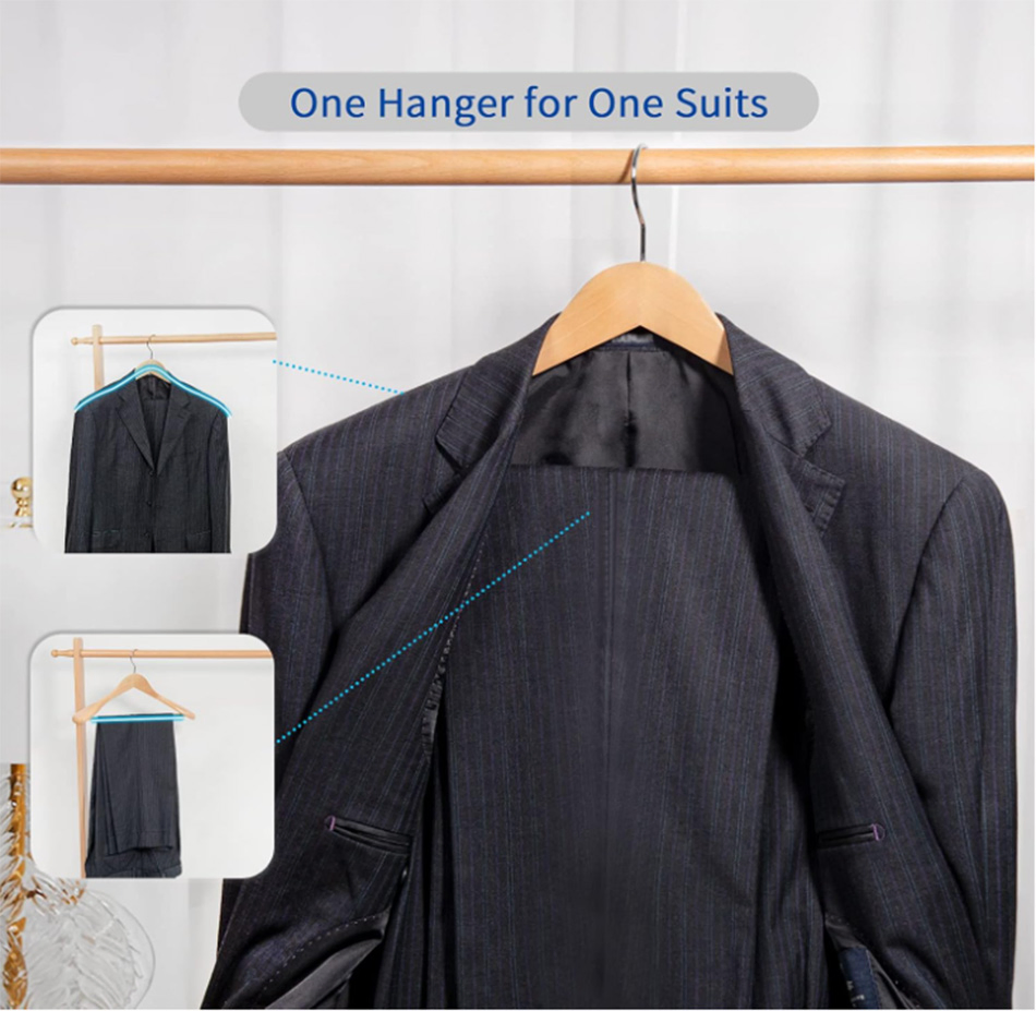 6 Pack Natural Wooden Suit Hangers Wood Coat Hangers Jacket Outerwear Shirt Hangers