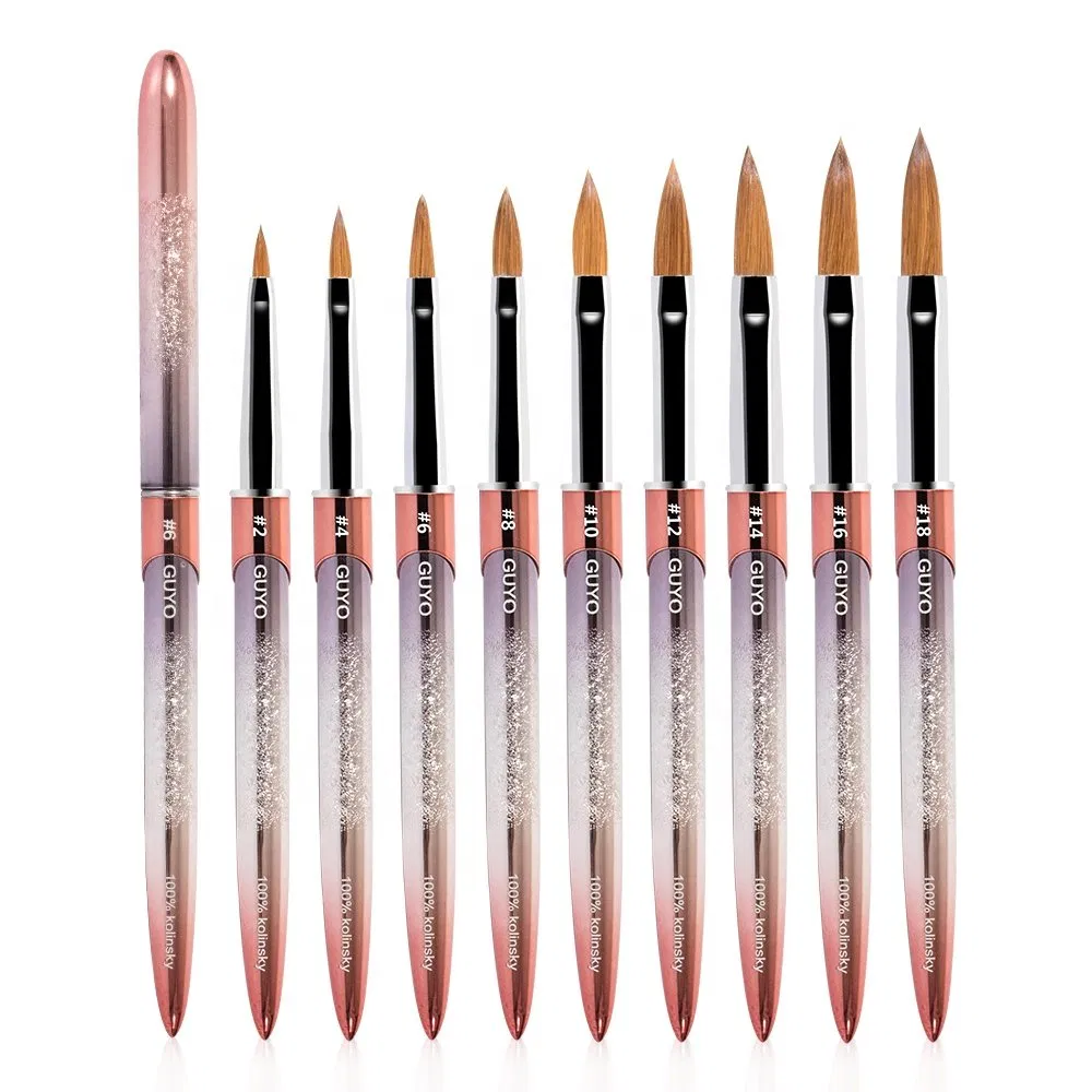 100% Kolinsky Metal Nail Art Tools Pen Acrylic Nail Brush