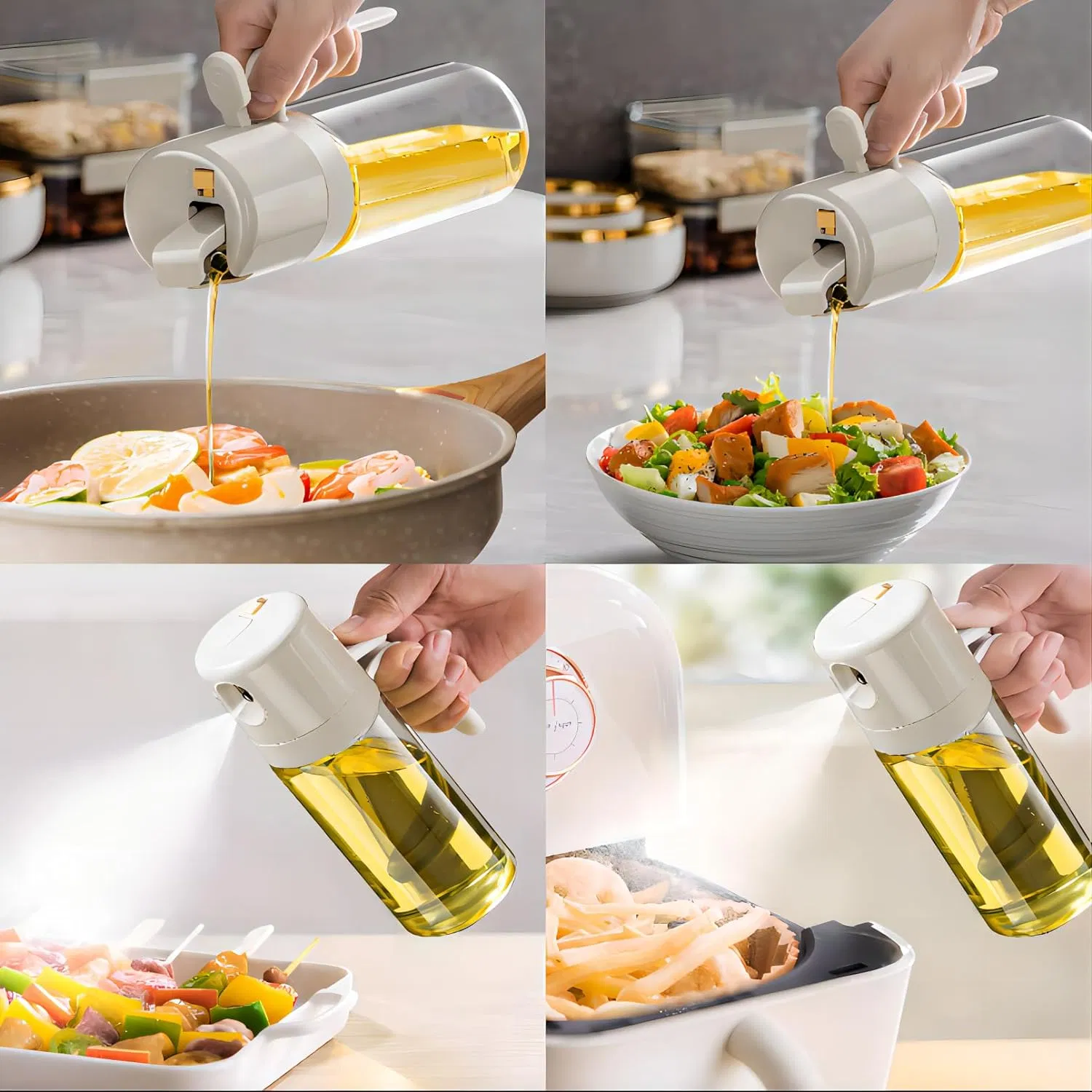 Ds-2671 Upgraded Glass Oil Dispenser 18.5 Oz /550ml Olive Oil Dispenser Bottle, Oil Sprayer for Cooking, Baking, Salad, Air Fryer, BBQ