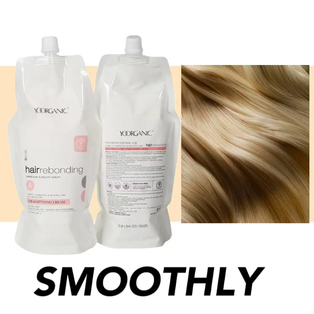 Natural Rebonding Cream Hair Straightening Permanent Hair Perm Organic Formula 1000ml Set for Salon