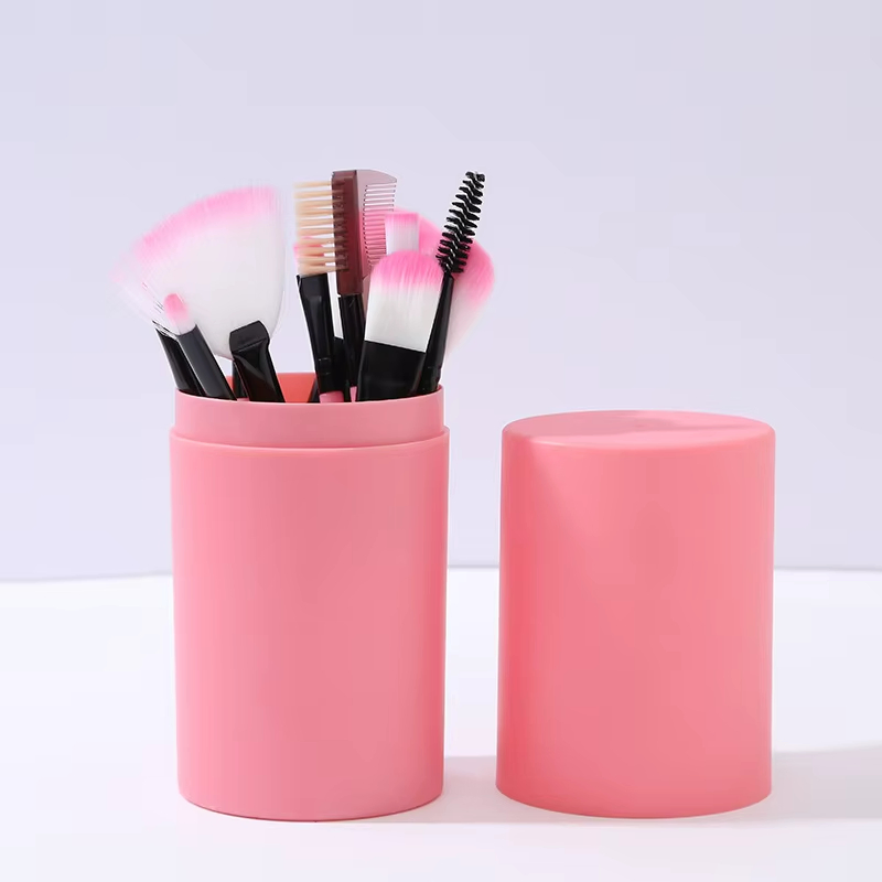 Gloway Wholesale Private Label 12PCS Kit Custom Pink Foundation Makeup Brush Set