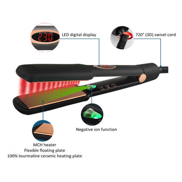 Infrared Hair Straightening Straightener Wide Plate Digital Display 450 Degrees Professional Flat Iron