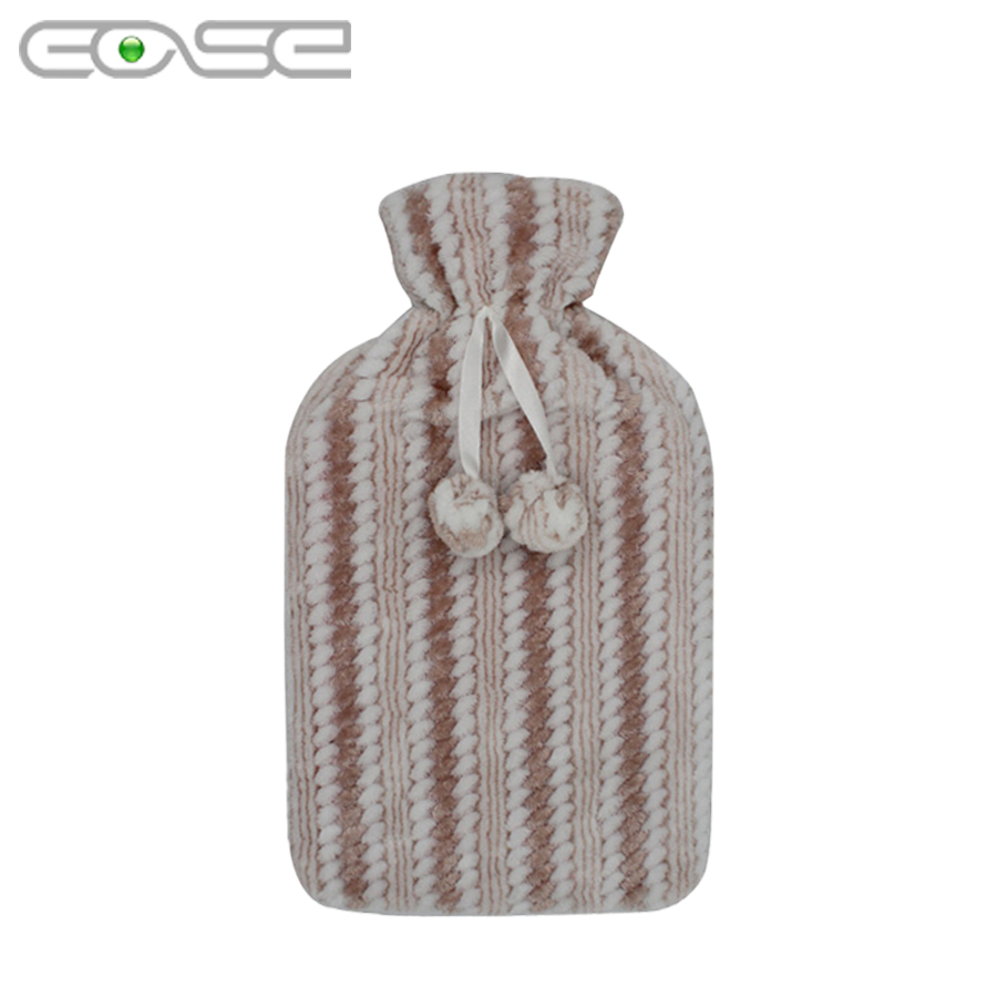 Soft Stripe Plush Hot Water Bottle for Ultimate Comfort