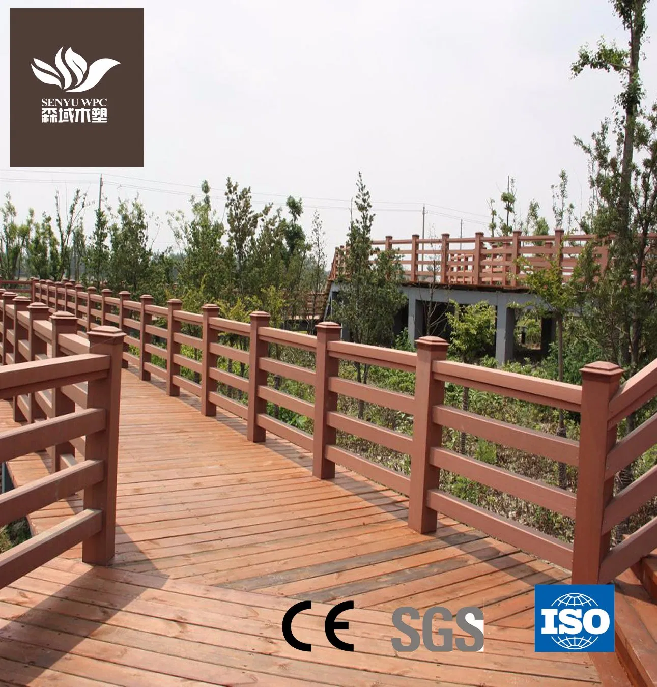 Outdoor Wood Plastic Composite Railing, Hollow Exterior WPC Top Rial WPC Fencing
