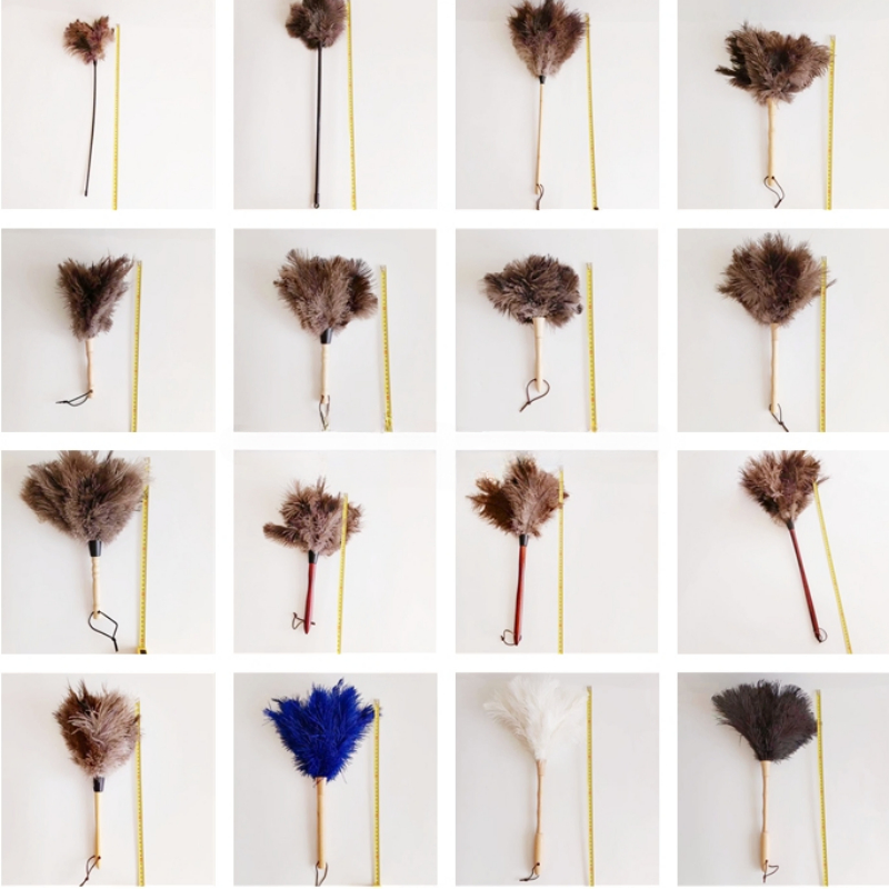 Promotional Factory Wholesale Price Durable Wooden Handle Natural Colored Feather Cleaning Duster