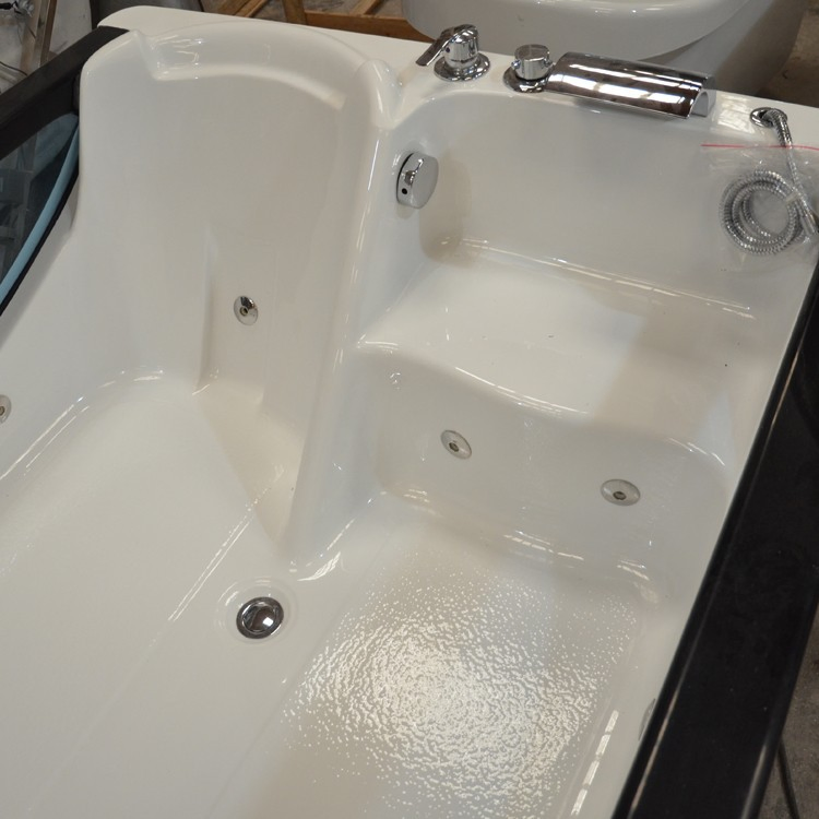 White Free Stand Glass Acrylic Rectangle Modern Massage LED SPA Indoor Hot Whirlpool Bathtubs