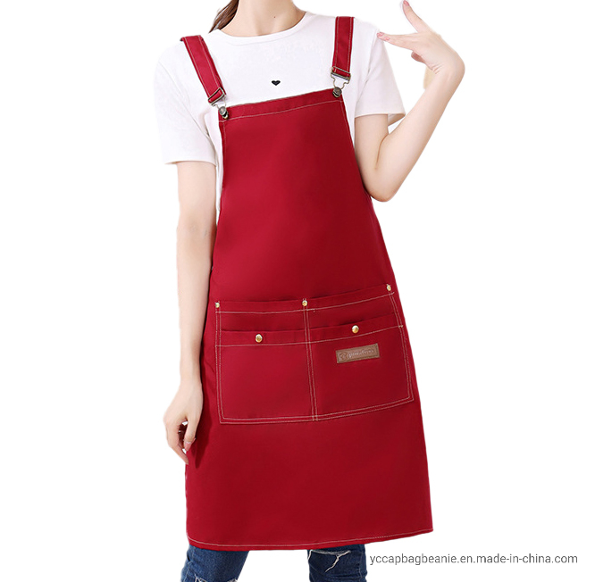 Simple Kitchen Overalls Pure Color Halter Adjustable Apron