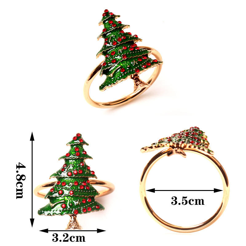 Yellow Christmas Buckle Christmas Tree Fawn Wreath Napkin Ring