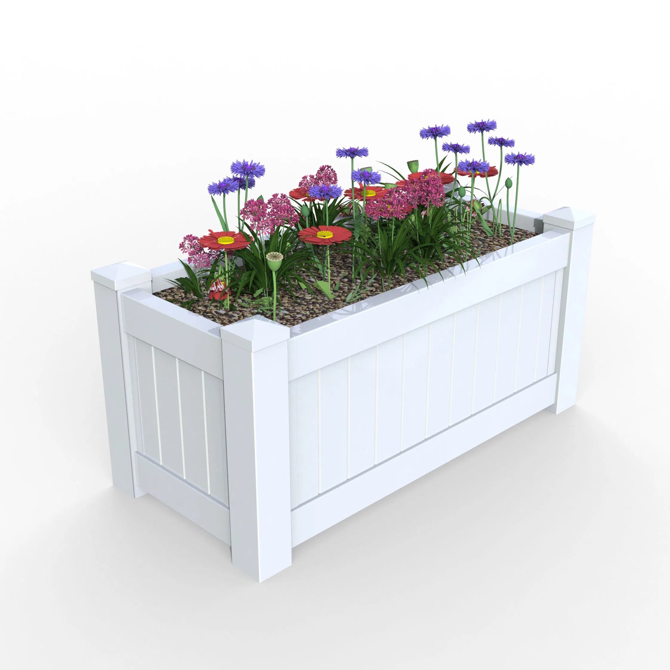 White Vinyl PVC Plastic Garden Planter Flower Box