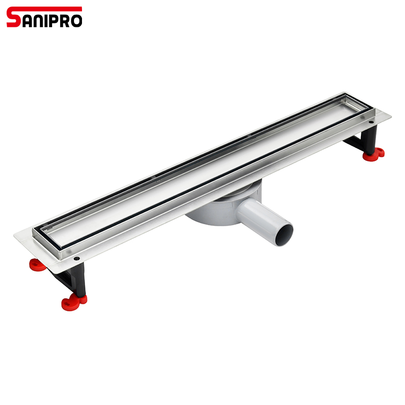 Sanipro New European 304 Stainless Steel Tile Insert Hidden Shower Drain 360 Degree Rotation Outlet Bathroom Linear Floor Drains