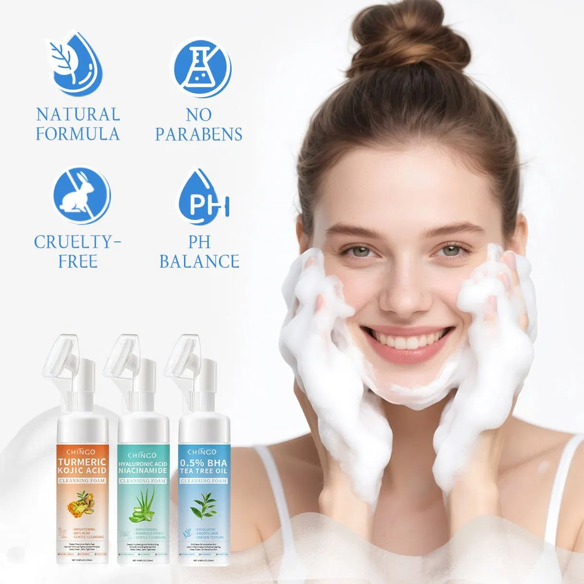 Deep Cleansing Brightening Nourishing Whitening Moisturizing Face Cleanser Foam
