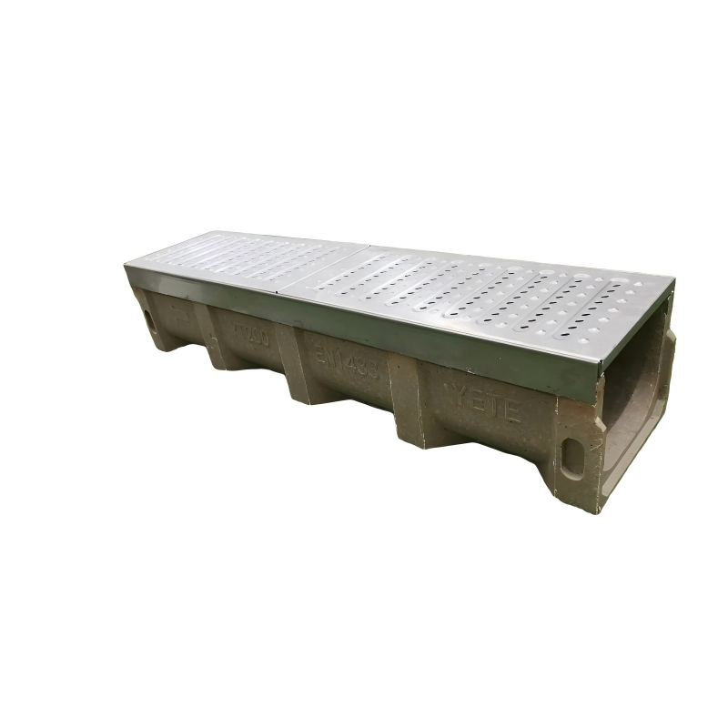 Resin Concrete Drainage Ditch with Stainless Steel Stamped Cover Plate Is Used for The External Roads of The Shopping Mall