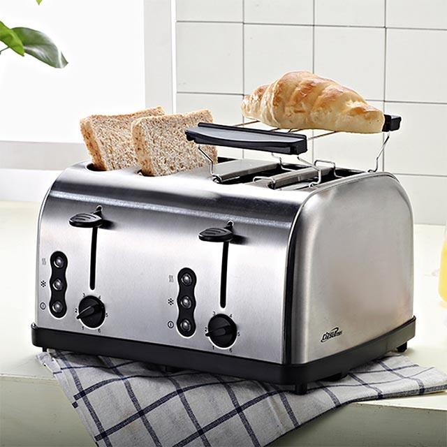 Electric Toaster and Grill Bread Toaster Home Large Professional Pop up Stainless Steel 4 Slice Toaster