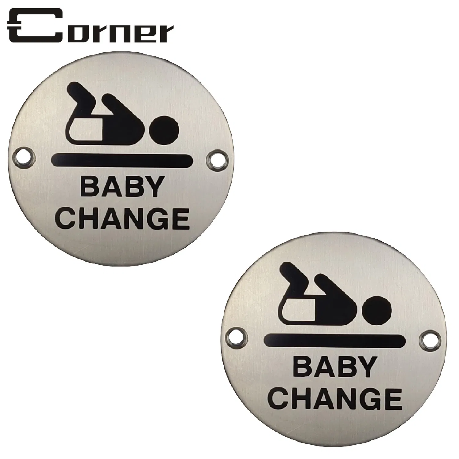 Custom Size Brushed Silk-Print Plate Sign Stainless Steel 201 Baby Change Symbol