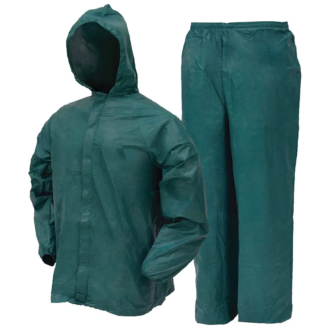 Lightweight Green Custom Logo Waterproof Rain Suit Rain Jacket Raincoat Workwear