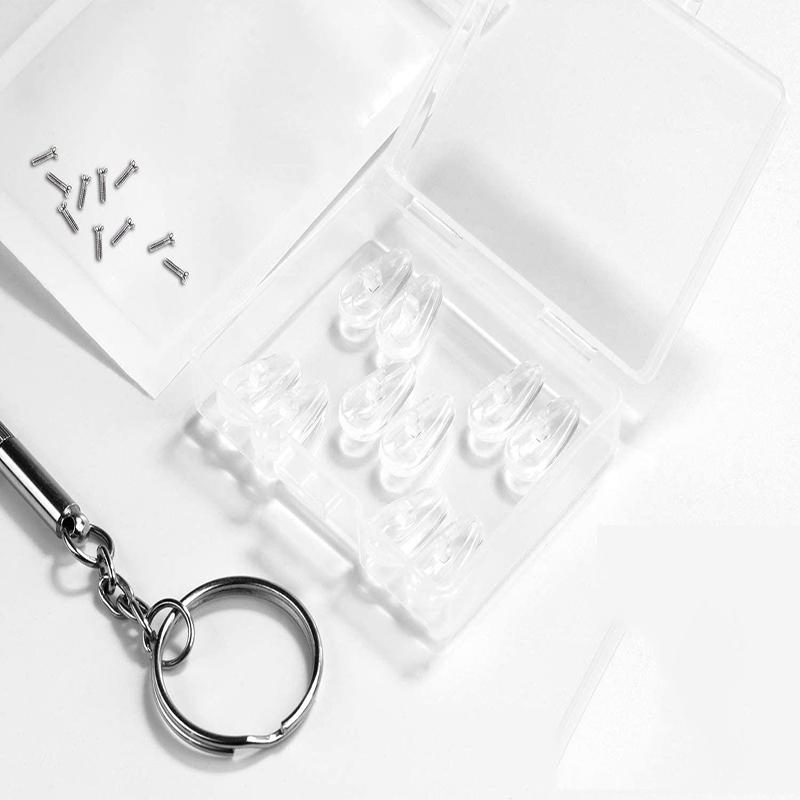 Micro Screwdriver 5 Pairs of Screw-in 15mm Air Bag Glasses Nose Pad Set Eyeglass Parts
