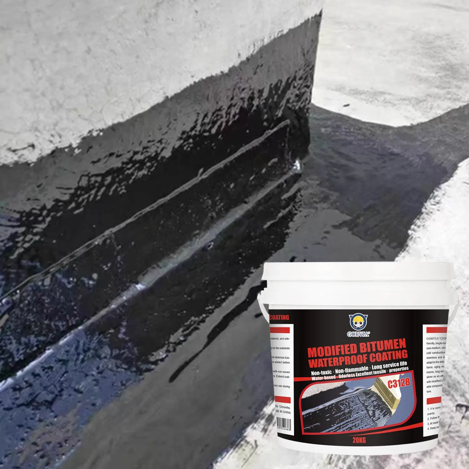 C312b 20kg Non-Toxic Odorless Single Component Modified Bitumen Waterproof Coating