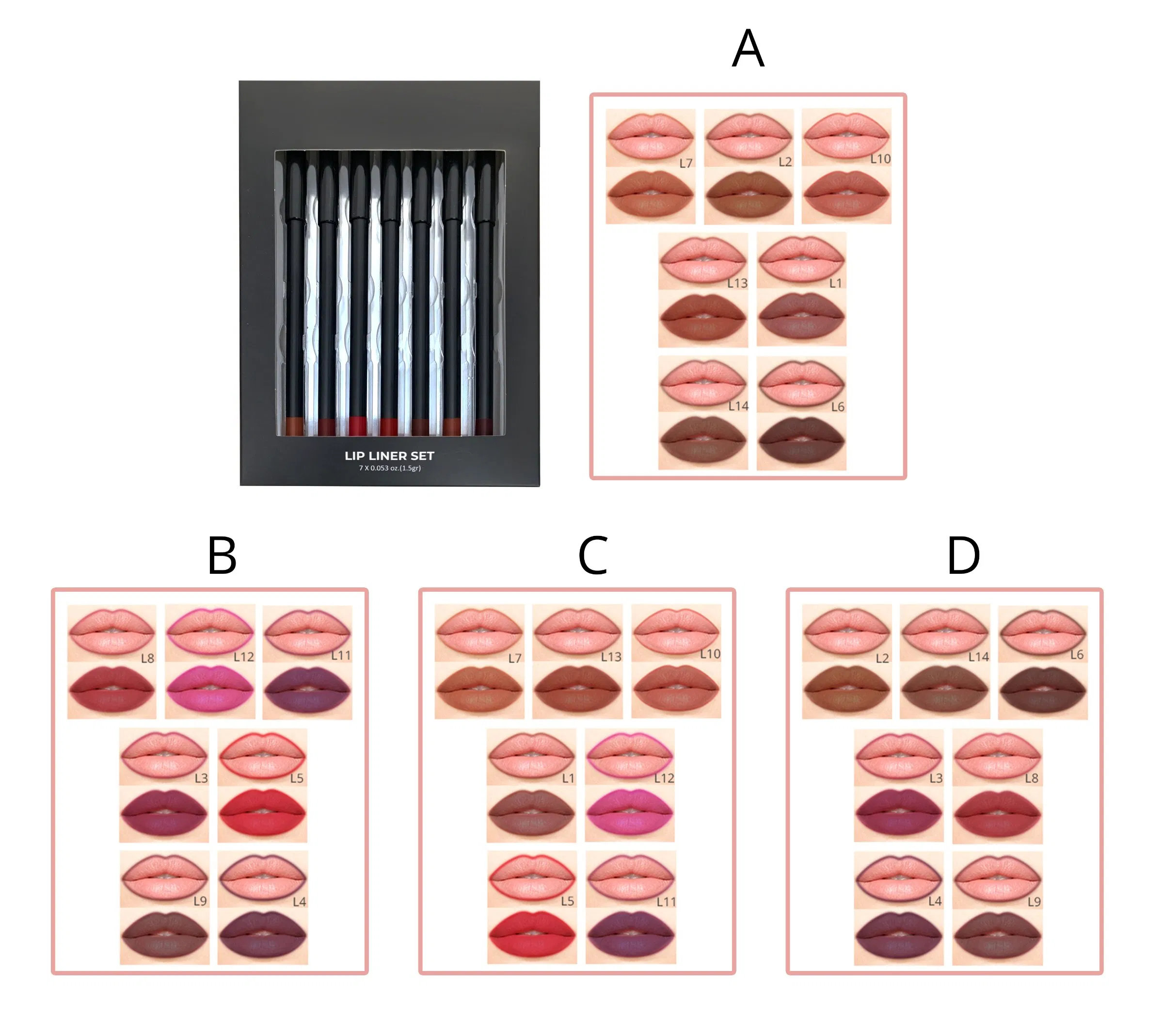 Custom Logo Vendor Lip Liner Set Matte Creamy Liner Pencil Kit