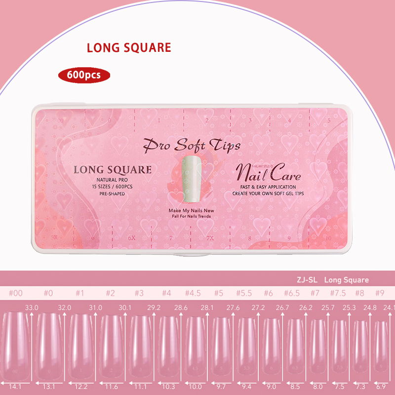 Customize Artificial Nail Acrylic Nature Long Square Fake Nail for Nail Art