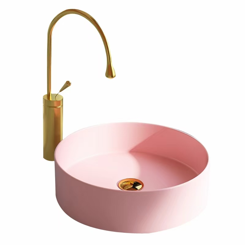 Раковина для ванной круглая керамическая, мультицвет