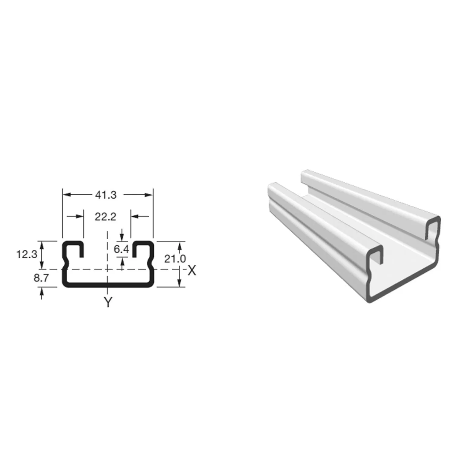 41X21X1.6mm Strut Channel with Reinforce
