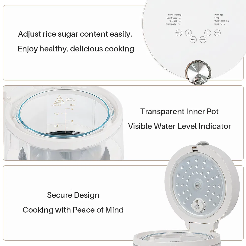 3L Glass Inner Pot Digital Multigrain Rice Multicooker Low Suger Rice Cooker